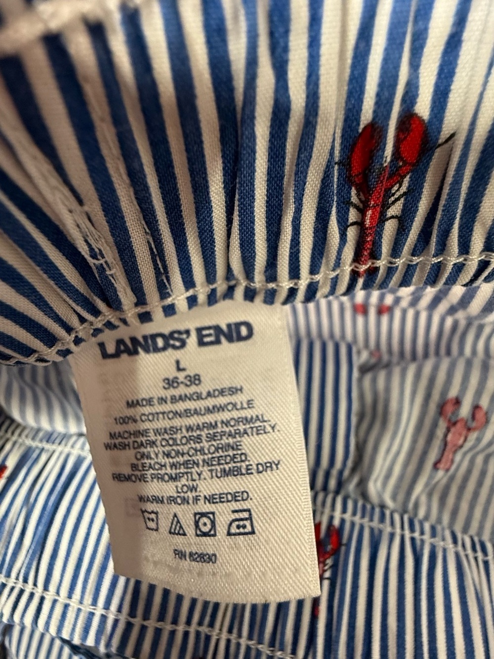 Lobster print coastal Blue Striped tie waist boxer Shorts 100% cotton - Picture 6 of 6